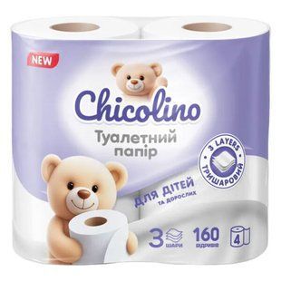 Туалетний папір Chicolino Білий 3 шари 4 рулони &mdash; фото товару