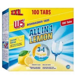 Таблетки для посудомийної машини W5 allin1 Lemon, 100шт &mdash; фото товару