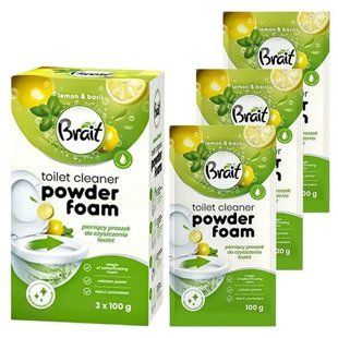 Піна для чищення унітазу Brait Toilet Cleaner Powder Foam Lemon & Basil, 100 г &mdash; фото товару