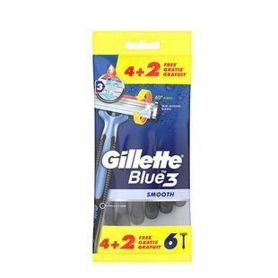 Одноразові станки для гоління чоловічі Gillette Blue 3 Smooth 4 + 2 шт &mdash; фото товару